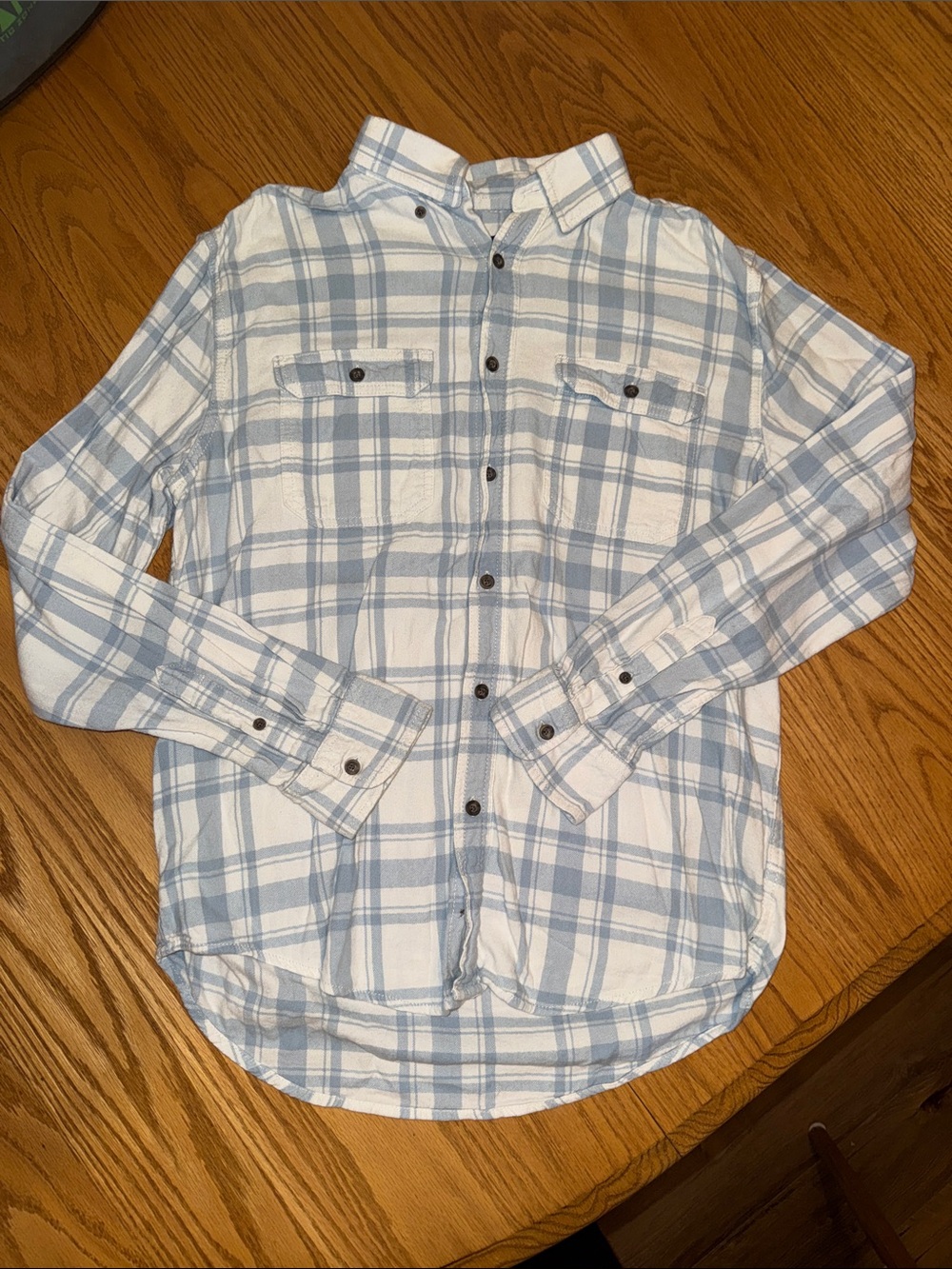 George Light Blue and White Plaid Button-Down Shirt